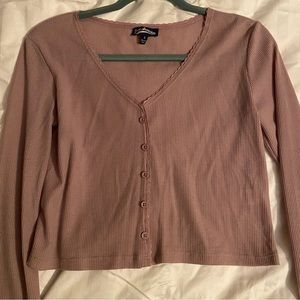 Pink long sleeve crop top